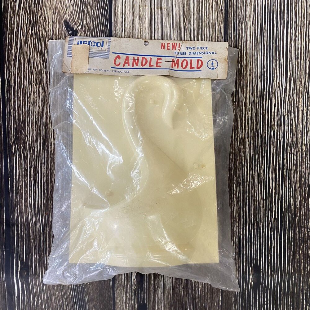 Vintage Natcol Crafts Swan Candle Mold Two Piece Three Dimensional Plastic NOS